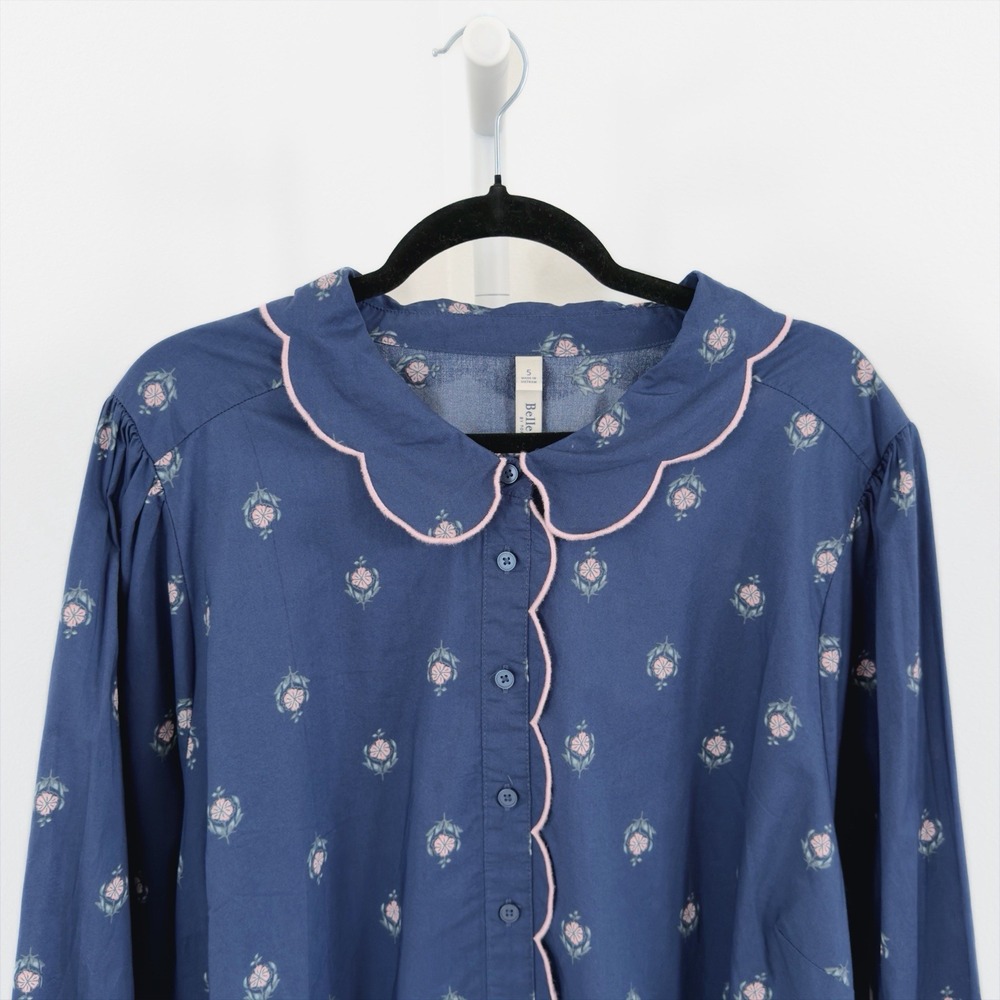 Torrid Belle Isle Top Womens Size 5X Plus Blue Floral Peter Pan Collar Button Up - Picture 4 of 10